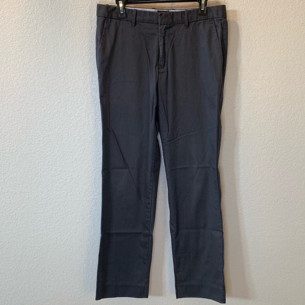 Gap Tailored Straight Fit Striped Grey Khakis